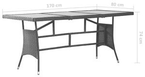 VidaXL fekete polyrattan kerti asztal 170 x 80 x 74 cm