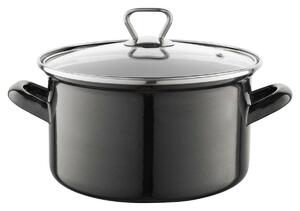 Zománcozott edény fedővel 3,3 l, fekete