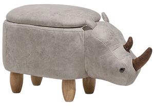 Állatos puff tárolóval RHINO Műbőr Világosszürke Orrszarvú