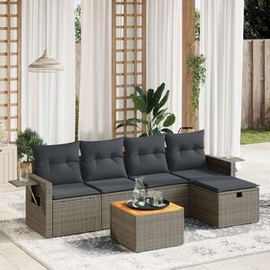 VidaXL Polyrattan Kerti Ülőgarnitúra - 6 részes - Szürke