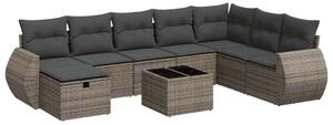 VidaXL Polyrattan Kerti Ülőgarnitúra - 9 részes - Szürke