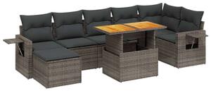 Polyrattan Kerti Ülőgarnitúra - 8 részes - Szürke
