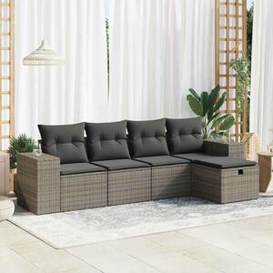 VidaXL 5 részes szürke polyrattan kerti garnitúra