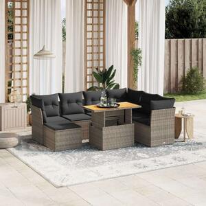 Polyrattan Kerti Ülőgarnitúra - 8 részes - Szürke
