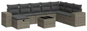 VidaXL Polyrattan Kerti Ülőgarnitúra - 9 részes - Szürke