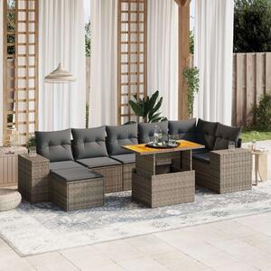 VidaXL Polyrattan Kerti Ülőgarnitúra - 8 részes - Szürke