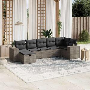 VidaXL Polyrattan Kerti Ülőgarnitúra - 7 részes - Szürke