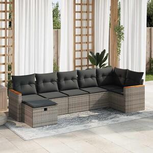 VidaXL Polyrattan Kerti Ülőgarnitúra - 7 részes - Szürke