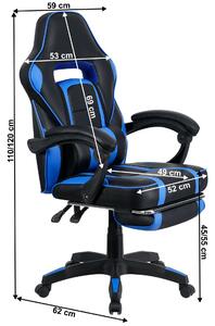 Gunner Irodai/Gamer szék, Műbőr, 110 kg, Fekete-kék