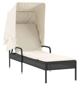 VidaXL Napozóágy - Polyrattan - Fekete - 200cm