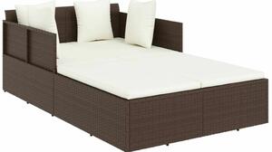 VidaXL Napozóágy - Barna Polyrattan - 182x118x63 cm