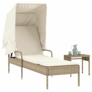 VidaXL Napozóágy - Polyrattan - Bézs - 200cm