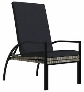 VidaXL Polyrattan Napozóágy Lábtartóval - Szürke - 195x60x60 cm