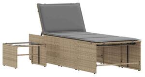 VidaXL Polyrattan Napozóágy Szett - 2 db + Asztal