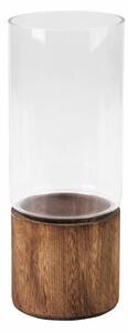 Grace1 05 dekoratív váza üvegből és fából Fehér/barna 12x31 cm