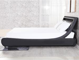 Dupla ágy RGB LED világítással, fekete, 160x200, FELINA
