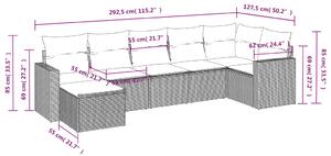VidaXL 7 részes barna polyrattan kerti ülőgarnitúra párnákkal