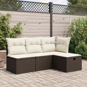 VidaXL barna polyrattan kerti szék párnával 55 x 55 x 37 cm
