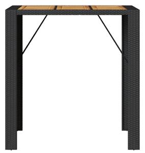 VidaXL fekete polyrattan kerti asztal akácfa lappal 105 x 80 x 110 cm