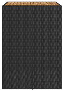 VidaXL fekete polyrattan kerti asztal akácfa lappal 105 x 80 x 110 cm
