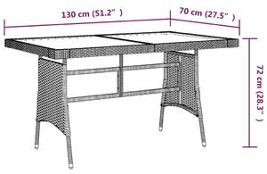 VidaXL fekete polyrattan és tömör akácfa kerti asztal 130 x 70 x 72 cm