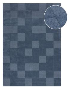 Sötétkék kézi szövésű gyapjú szőnyeg 200x290 cm Checkerboard – Flair Rugs