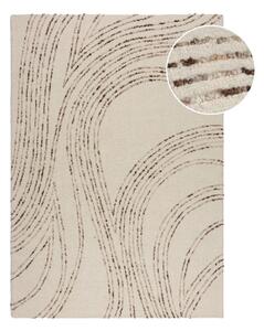 Barna-krémszínű gyapjú szőnyeg 80x150 cm Abstract Swirl – Flair Rugs