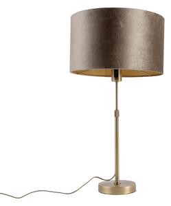 Bronz asztali lámpa barna bársonyernyővel 35 cm - Parte