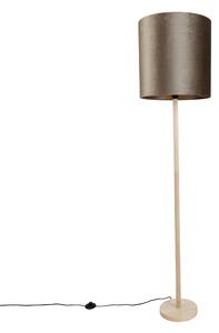 Fa állólámpa taupe bársonyernyővel 40cm - Mels