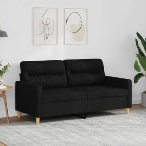 Kétszemélyes fekete szövetkanapé 140 cm