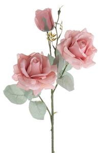 Selyemvirág rózsa ág 3 fejjel, 64.5cm magas - Rózsaszín