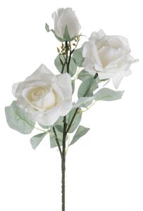Selyemvirág rózsa ág 3 fejjel, 64.5cm magas - Fehér