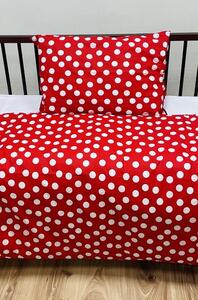 Pamut ágynemű Dots piros TiaHome - Detský set 130x90cm + 65x45cm