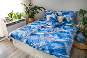 3 részes pamut ágynemű Blue righe 200x140cm+90x70cm TiaHome