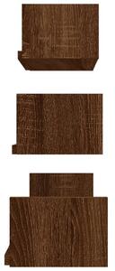 VidaXL 3 db barna tölgyszínű szerelt fa fali bemutatópolc