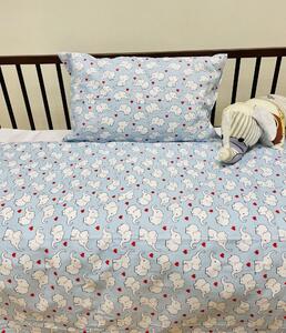 Gyermek pamut ágynemű Elefántkék TiaHome - Detský set 130x90cm + 65x45cm