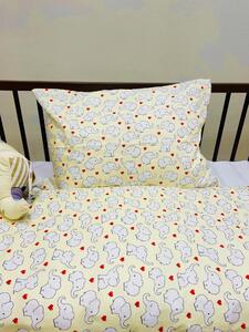 Gyermek pamut ágynemű Elefánt sárga TiaHome - Detský set 130x90cm + 65x45cm