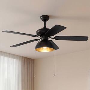 Lucande mennyezeti ventilátor világítással Shamoian, csendes, Ø 130 cm, Fekete, Nappali / Étkező, fém, Vintage