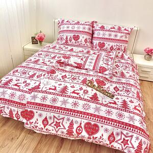 Pamut ágyneműk Karácsonyi ágyneműk Christmas piros TiaHome - 1x Párna 90x70cm, 1x Paplan 140x200cm