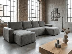 U alakú ülőgarnitúra SMART COSARO 295x140 cm, szürke