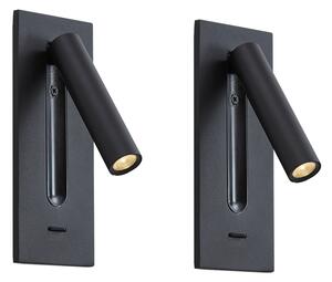 2 darabos modern fekete fali lámpa LED-del - Plaza