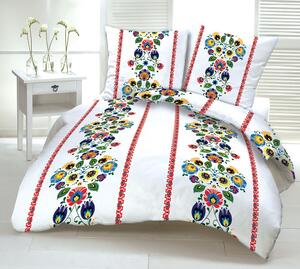 Pamut lepedők Folklór piros TiaHome - 1x Párna 90x70cm, 1x Paplan 140x200cm