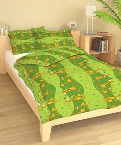 Gyerek pamut lepedők Zsiráf zöld TiaHome - Detský set 130x90cm + 65x45cm