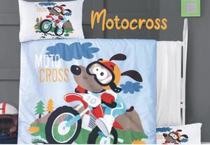 Gyermek pamut lepedők Motocross 130x90cm+45x65cmTiaHome