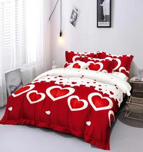3 részes lepedők Polycotton Hearts Red 200x140cm+90x70cm TiaHome