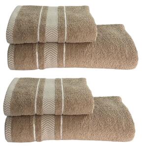 4 db Monaco barna fürdőlepedő szett 70x140cm és törölközők 50x90cm TiaHome