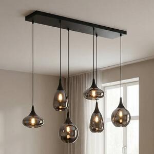 Trio Lighting Lumina függőlámpa, 6 lámpás, fekete/króm, üveg, dimmelhető, Fekete, Nappali / Étkező, Üveg