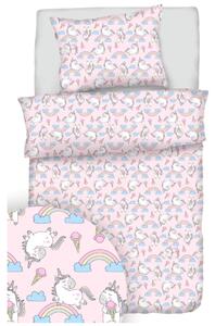 Pamut lepedők egyszarvú rózsaszín TiaHome - Detský set 130x90cm + 65x45cm
