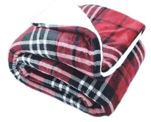 Luxus Extra meleg bárány takaró Káro piros mikroplüssből 150x200cm TiaHome
