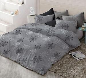 Pamut lepedők Karácsonyi lepedők Szürke pehely TiaHome - 1x Párna 90x70cm, 1x Paplan 140x200cm